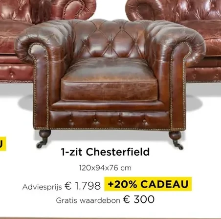 1-zit Chesterfield 120×94×76 cm
