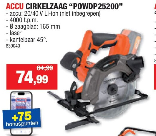 ACCU CIRKELZAAG “POWDP25200”