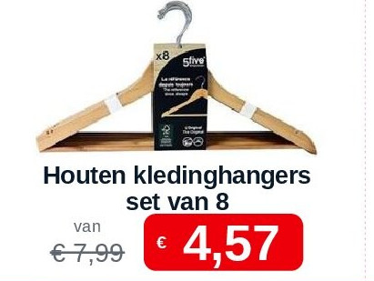 Houten kledinghangers set van 8