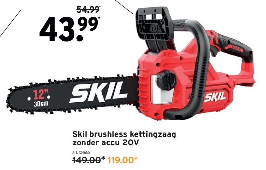Skil brushless kettingzaag zonder accu 20V
