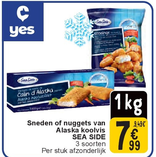 Sneden of nuggets van Alaska koolvis SEA SIDE