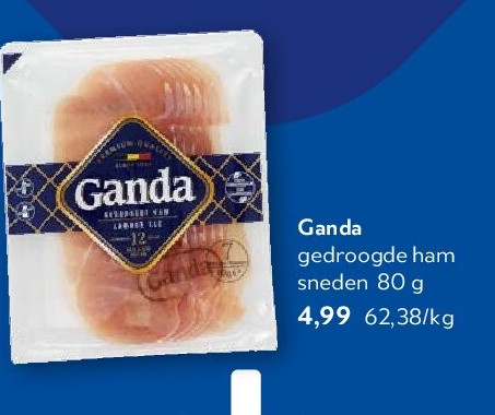 Ganda gedroogde ham sneden 80 g