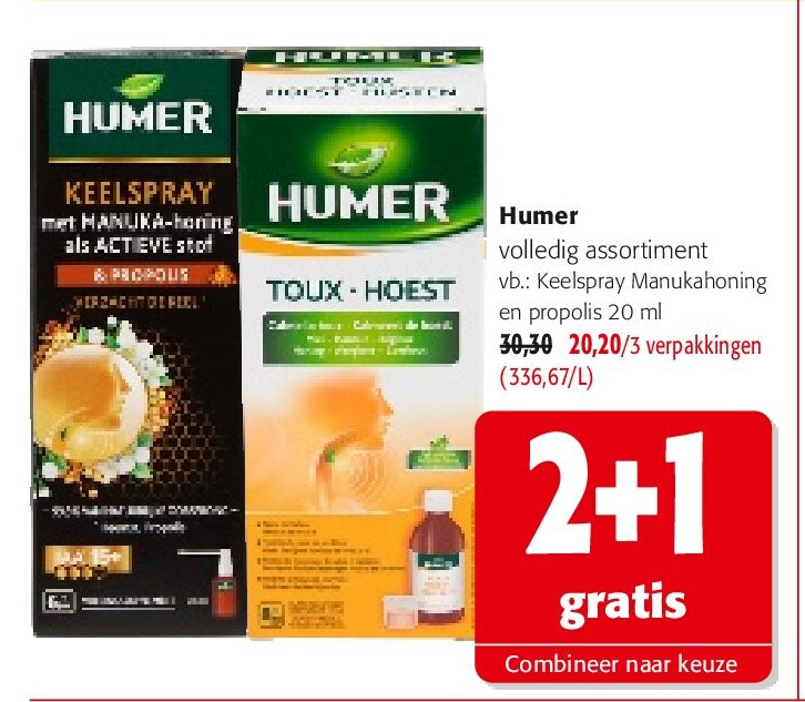 Humer Keelspray Manukahoning en propolis 20 ml