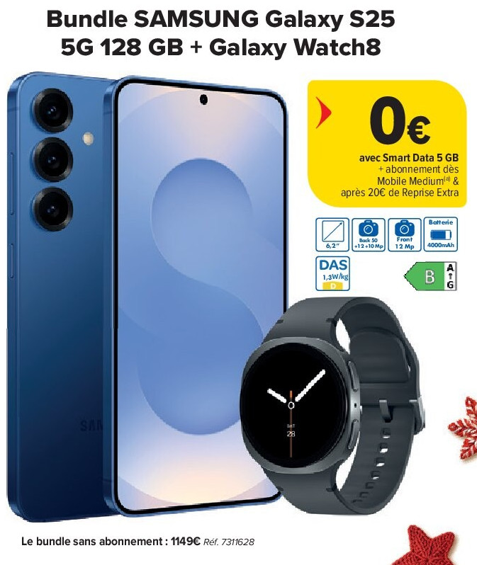 Bundle SAMSUNG Galaxy S25 5G 128 GB + Galaxy Watch8