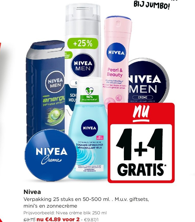 Nivea Verpakking 25 stuks en 50-500 ml