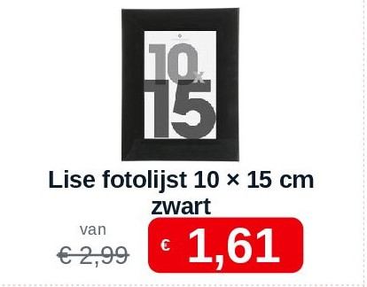 Lise fotolijst 10 × 15 cm zwart