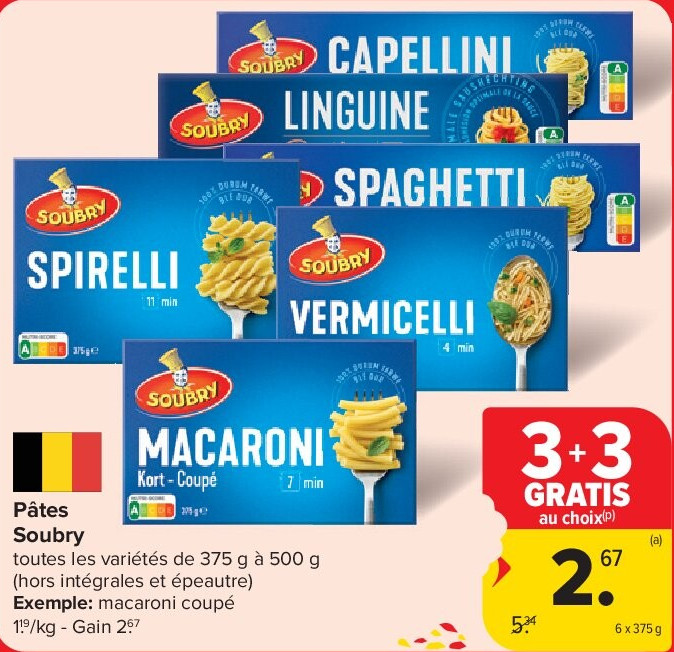 Pâtes Soubry 6 x 375 g