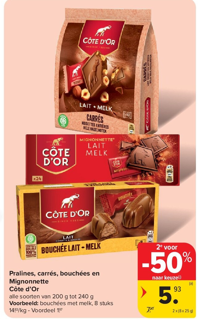 Pralines, carrés, bouchées en Mignonnette Côte d’Or