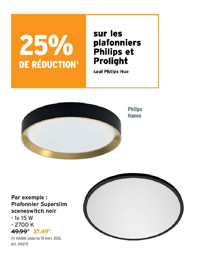 Plafonnier Superslim sceneswitch noir