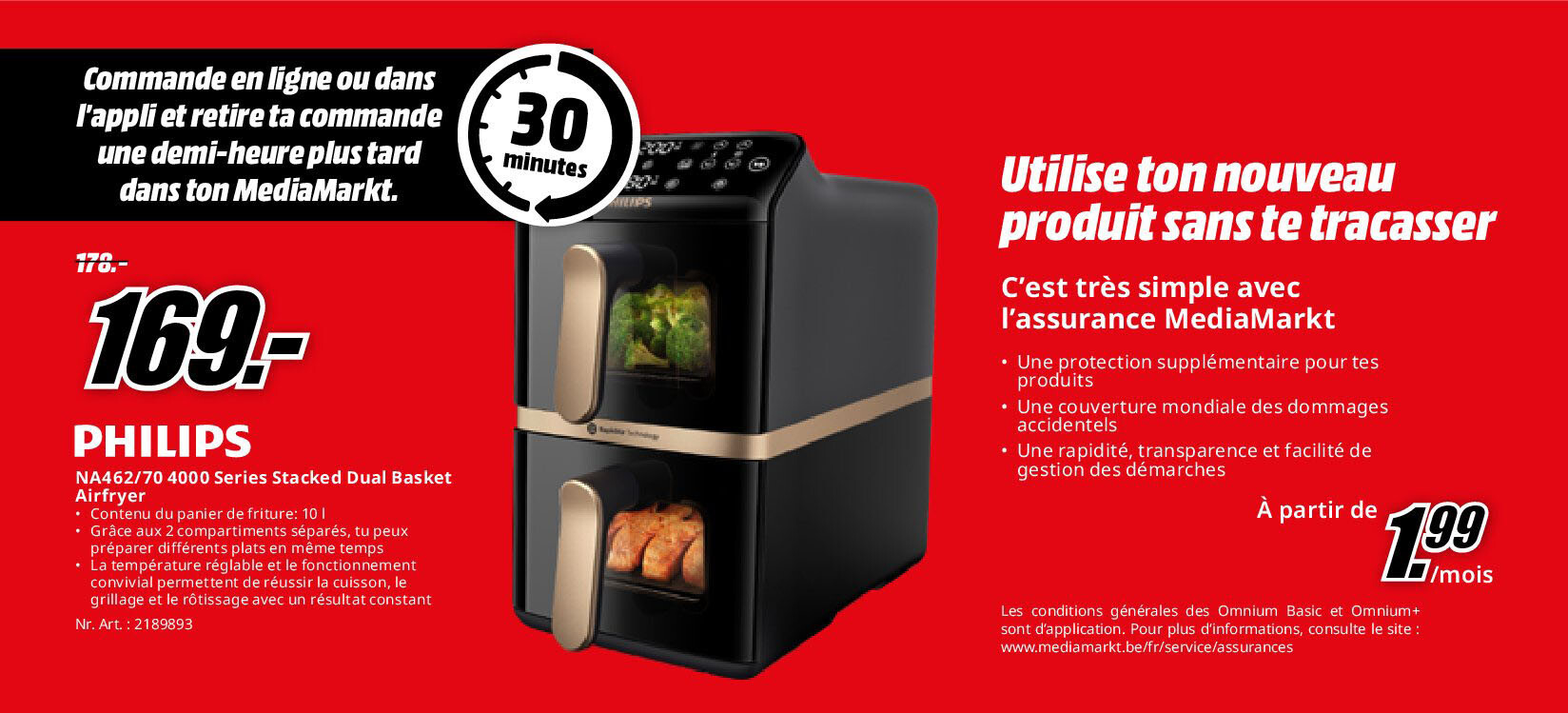 Philips NA462/70 4000 Series Stacked Dual Basket Airfryer
