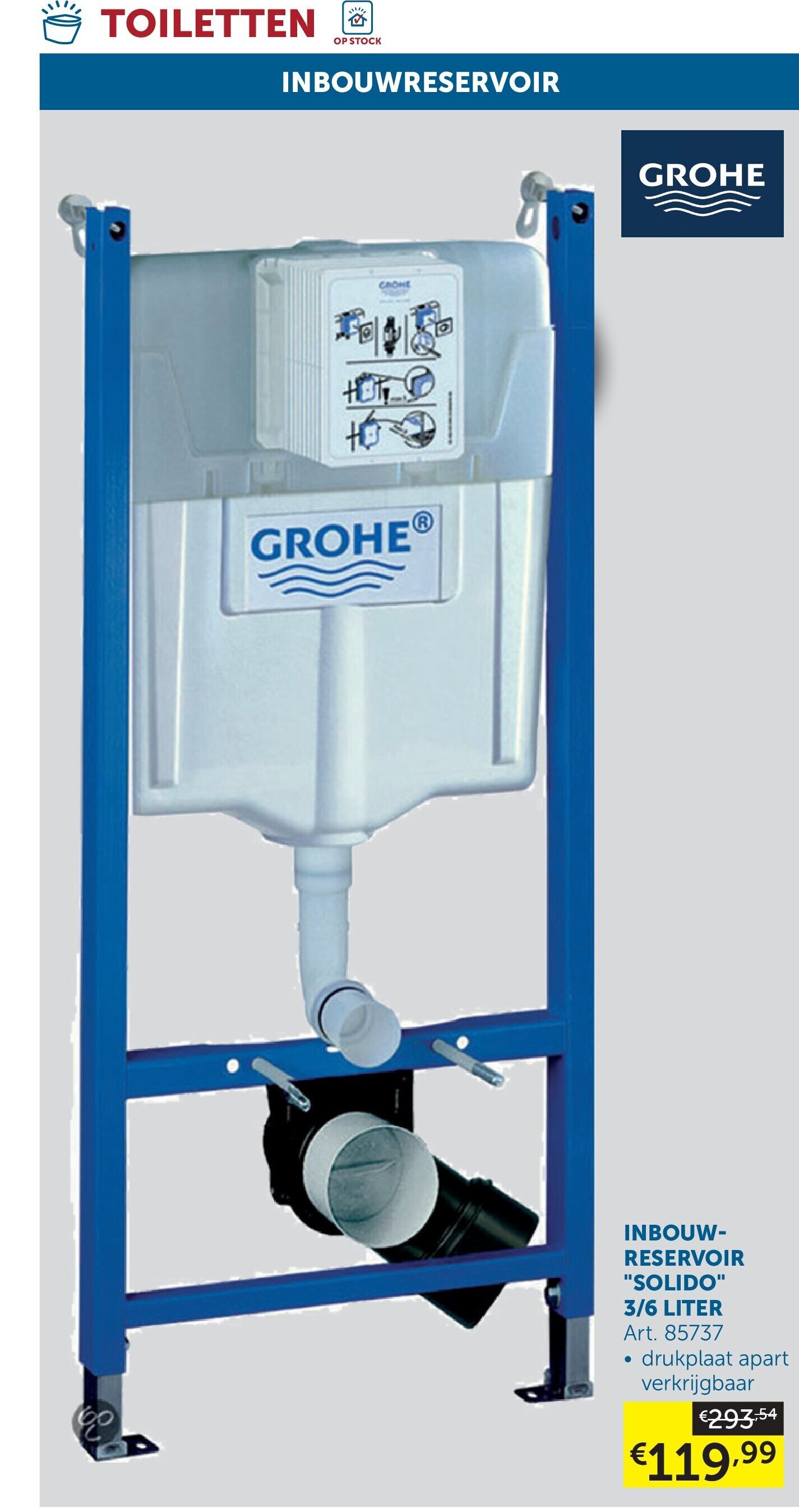INBOUWRESERVOIR "SOLIDO" 3/6 LITER