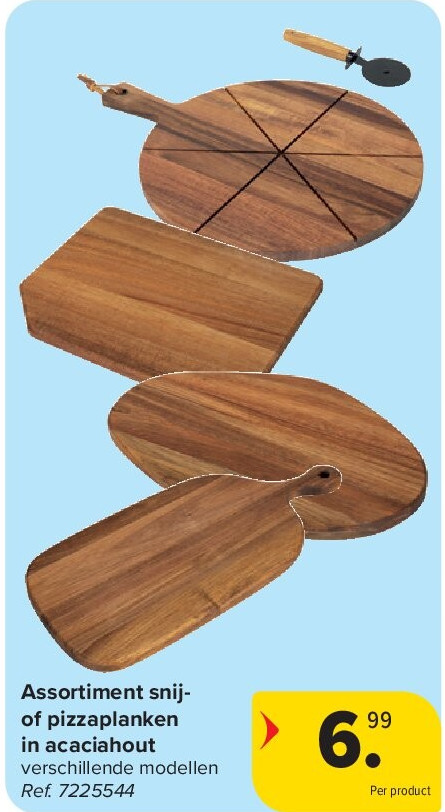 Assortiment snijof pizzaplanken in acaciahout