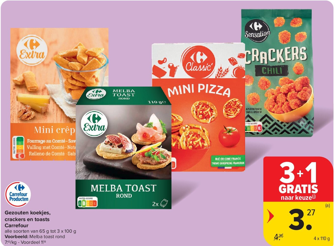 Gezouten koekjes, crackers en toasts Carrefour