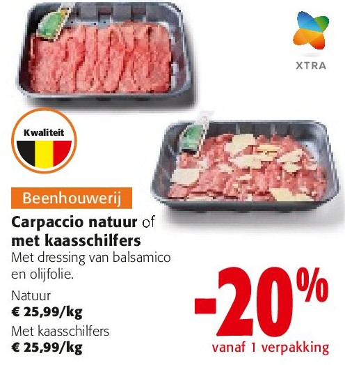 Carpaccio natuur of met kaasschilfers