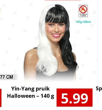 Yin-Yang pruik Halloween – 140 g