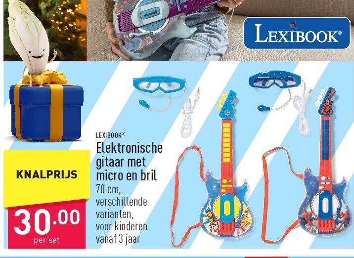 Elektronische gitaar met micro en bril