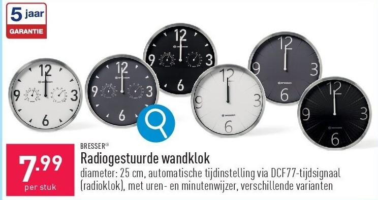 Radiogestuurde wandklok