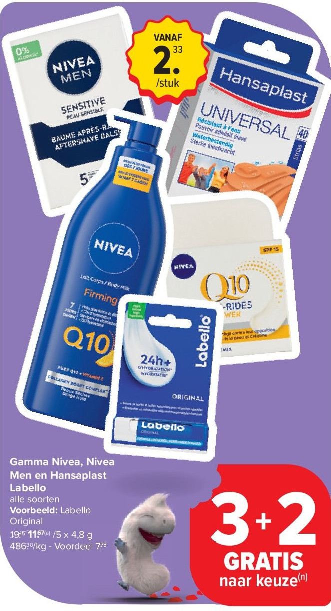 Gamma Nivea, Nivea Men en Hansaplast Labello