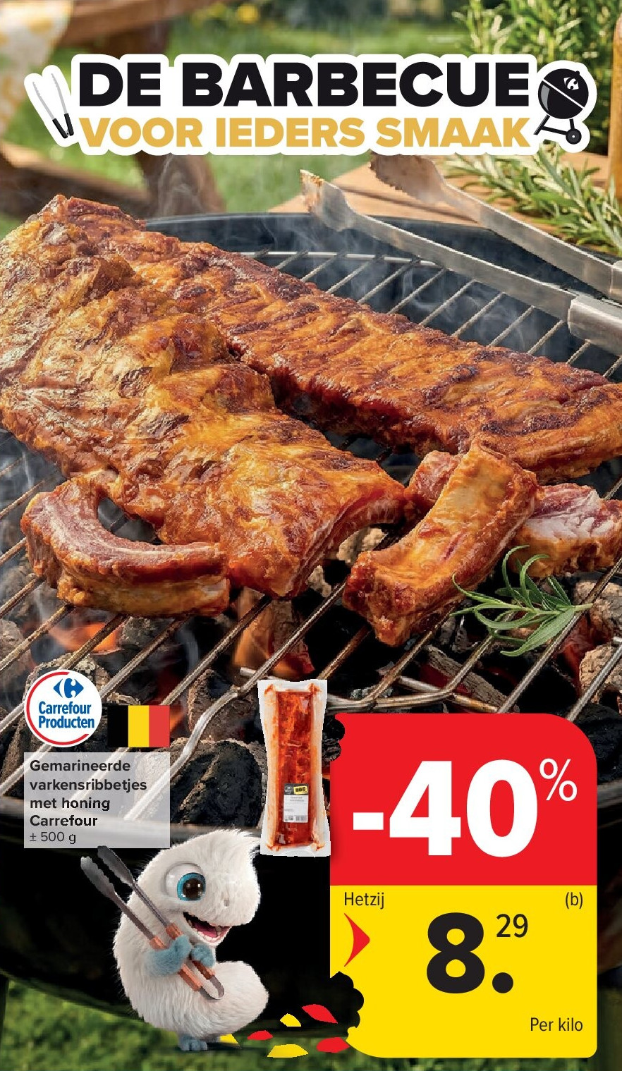 Gemarineerde varkensribbetjes met honing Carrefour