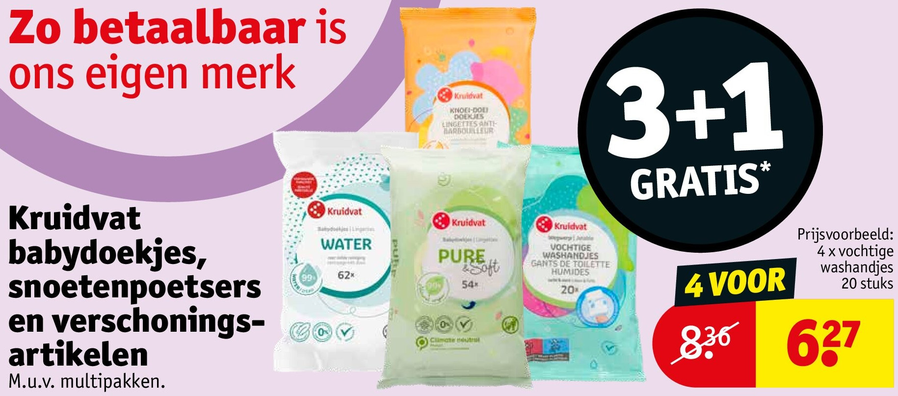 Kruidvat babydoekjes, snoetenpoetsers en verschoningsartikelen