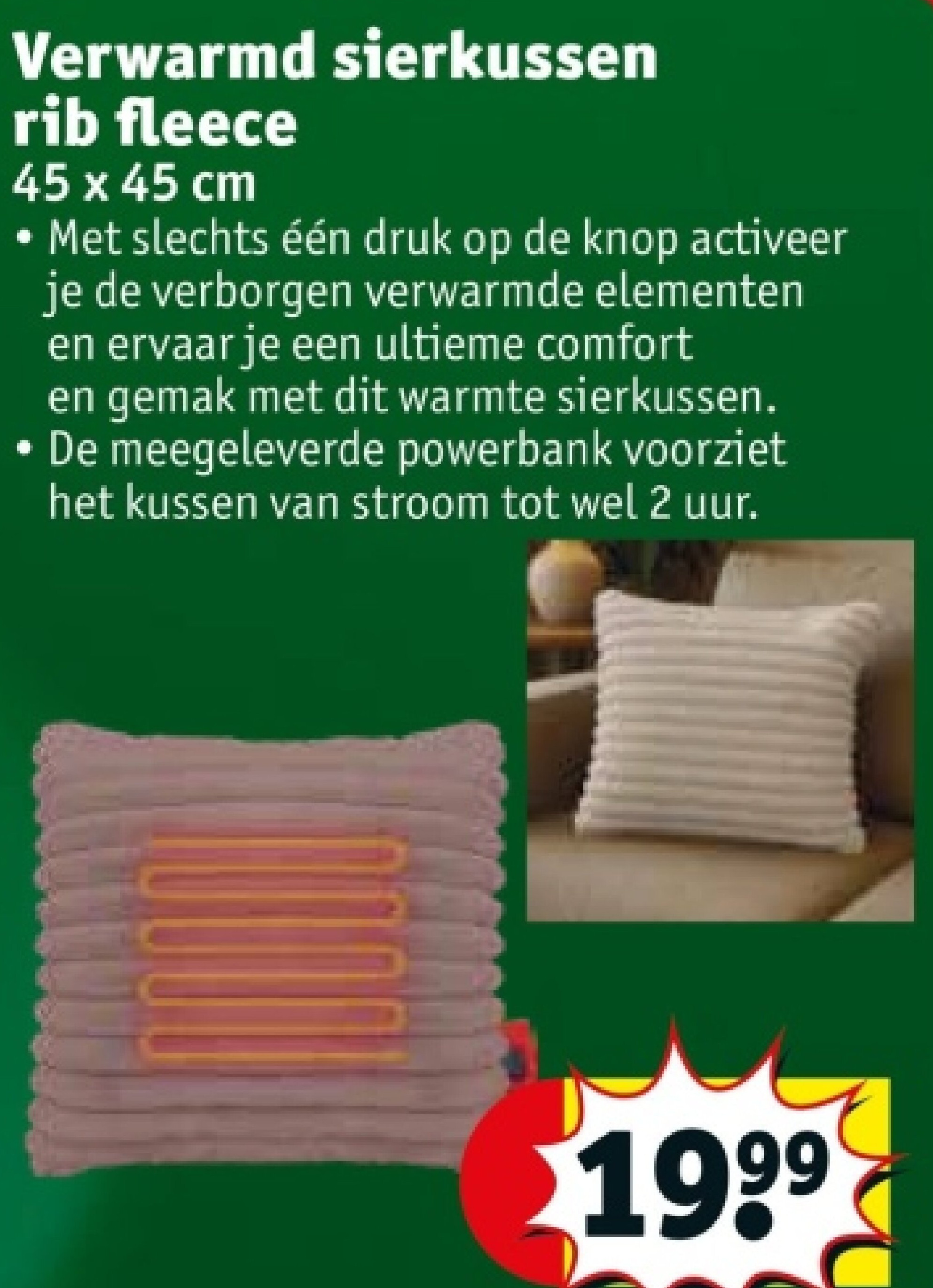 Verwarmd sierkussen rib fleece