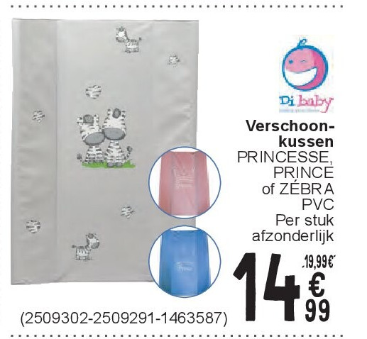 Verschoonkussen PRINCESSE, PRINCE of ZÉBRA PVC