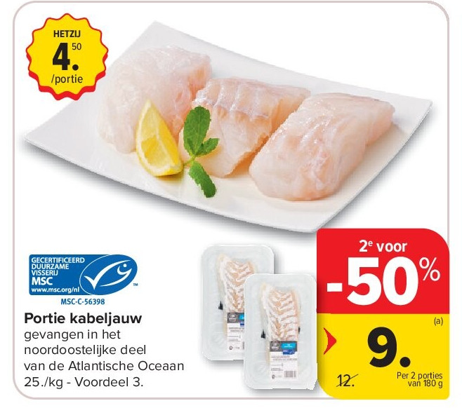 Portie kabeljauw