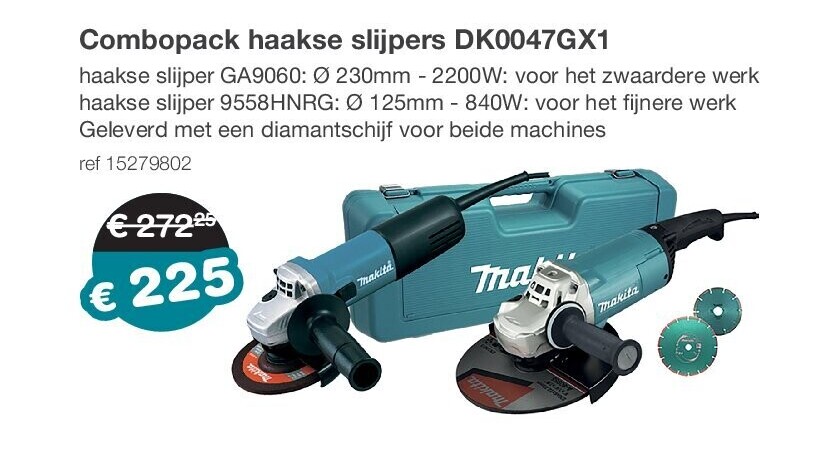 Combopack haakse slijpers DK0047GX1