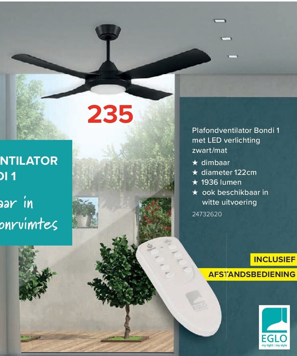 Plafondventilator Bondi 1 met LED verlichting 24732620