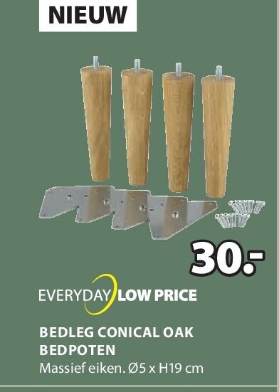 BEDLEG CONICAL OAK BEDPOTEN