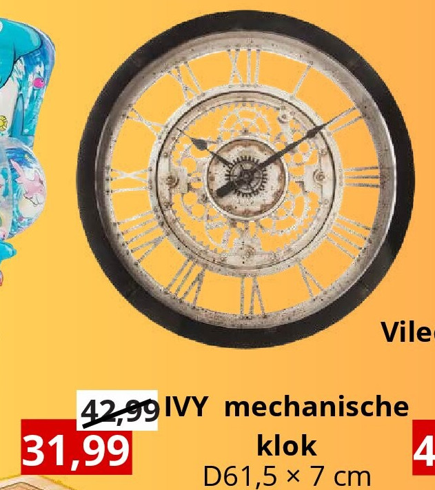 IVY mechanische klok D61,5 × 7 cm