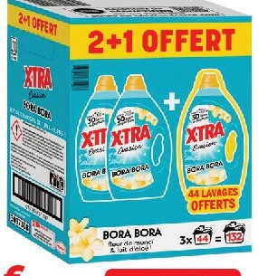 Lessive liquide X-Tra Fleur de monoï et aloé vera, lot de 3