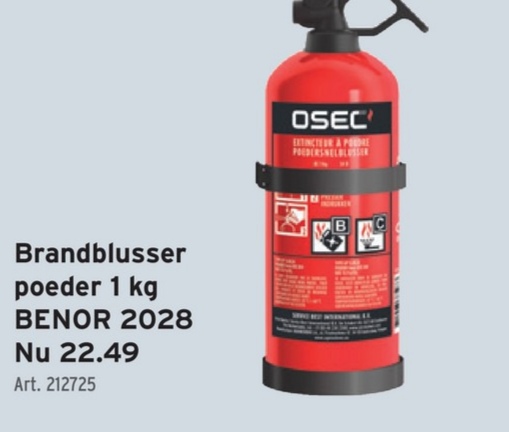 Brandblusser poeder 1 kg BENOR 2028