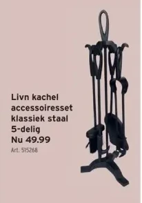 Livn kachel accessoiresset klassiek staal 5-delig