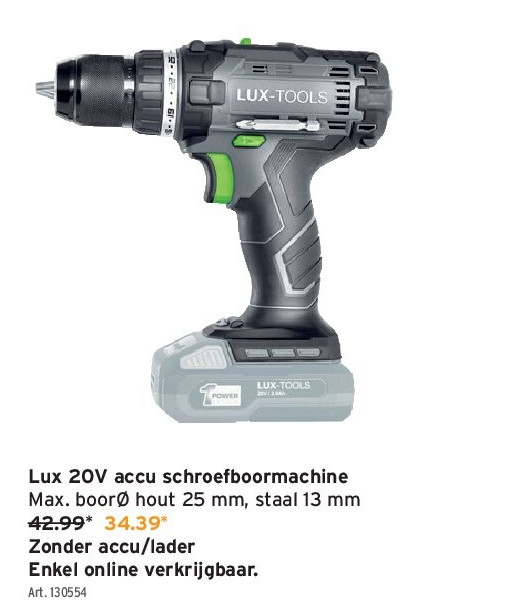 Lux 20V accu schroefboormachine