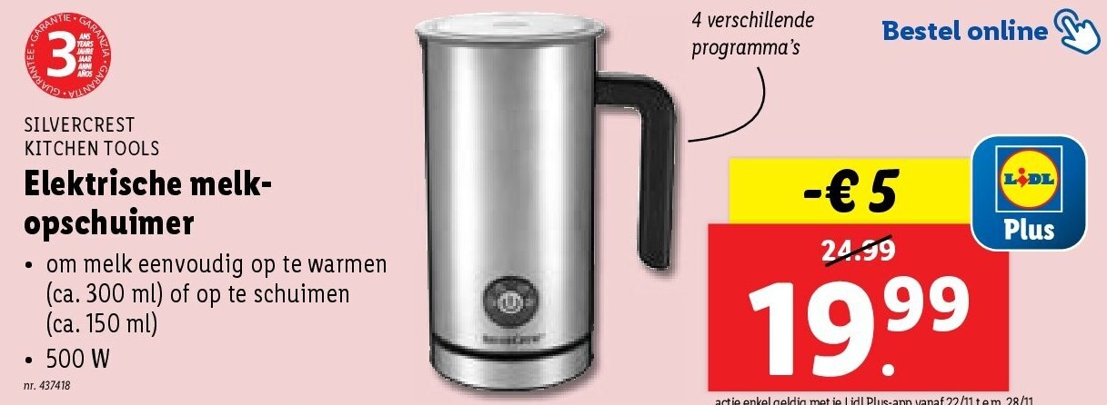 Elektrische melkopschuimer