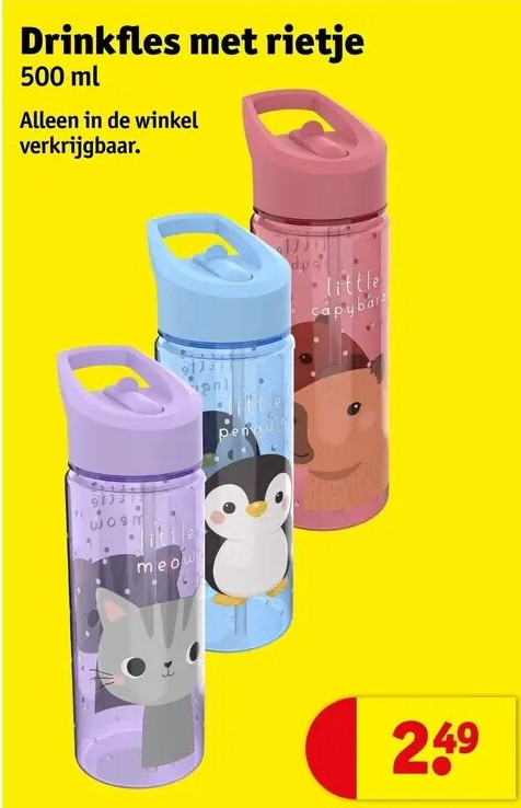 Drinkfles met rietje
