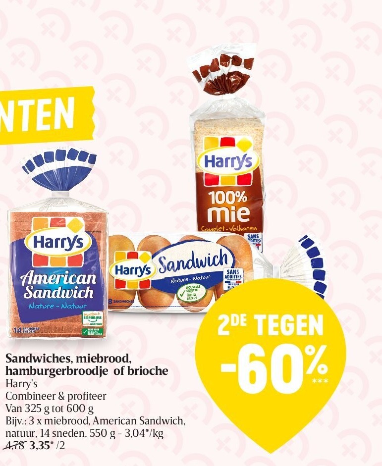 Sandwiches, miebrood, hamburgerbroodje of brioche