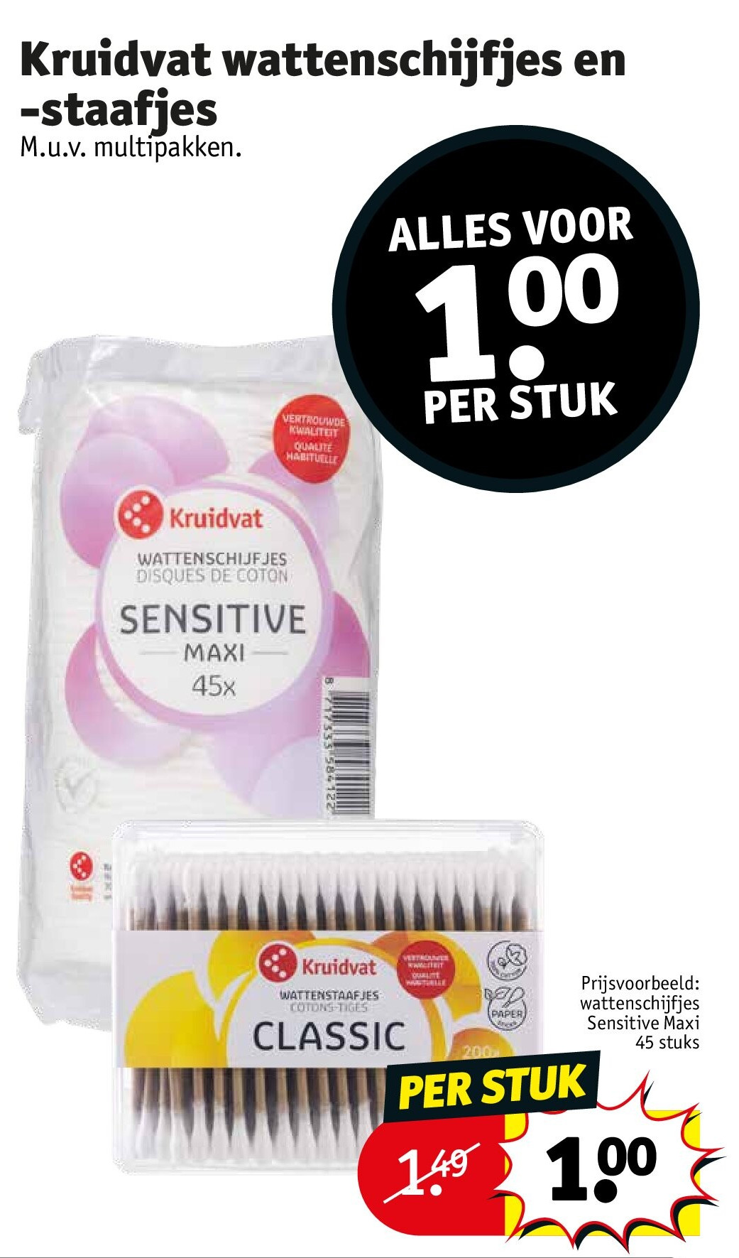 Kruidvat wattenschijfjes en -staafjes