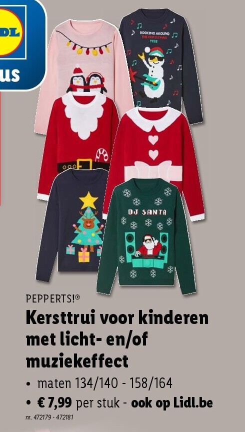Kersttrui voor kinderen met licht- en/of muziekeffect