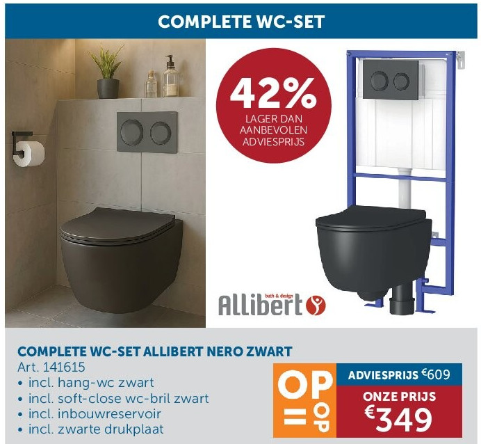 COMPLETE WC-SET ALLIBERT NERO ZWART