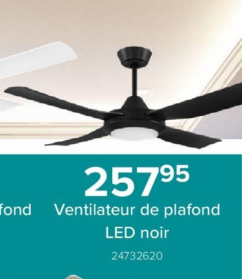 Ventilateur de plafond LED noir