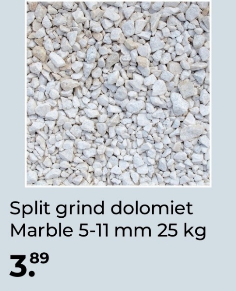 Split grind dolomiet Marble 5-11 mm 25 kg