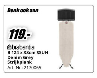B 124 x 38cm SSUH Denim Grey Strijkplank