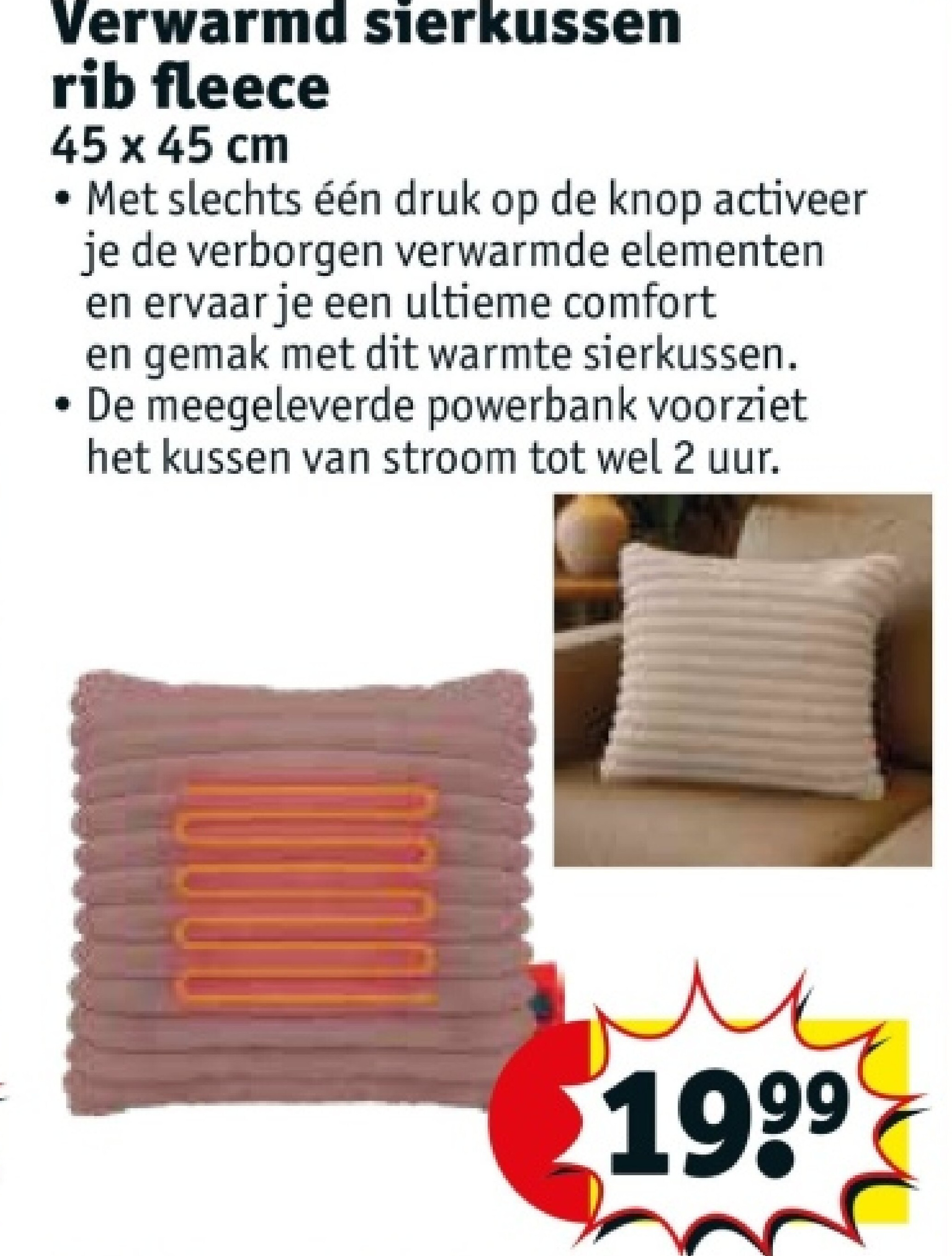 Verwarmd sierkussen rib fleece