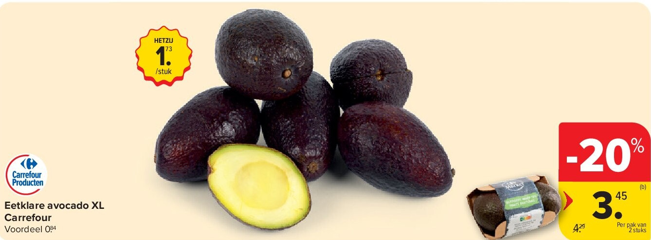 Eetklare avocado XL Carrefour