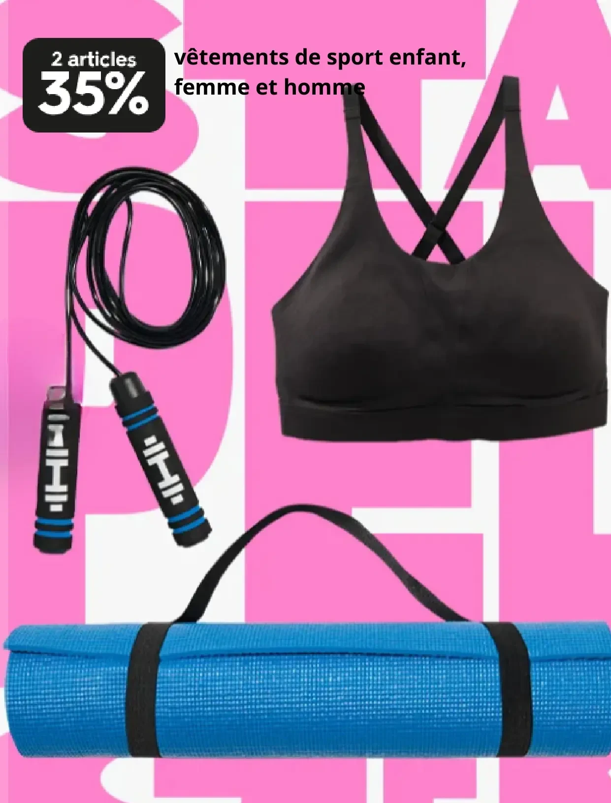 vêtements de sport enfant, femme et homm