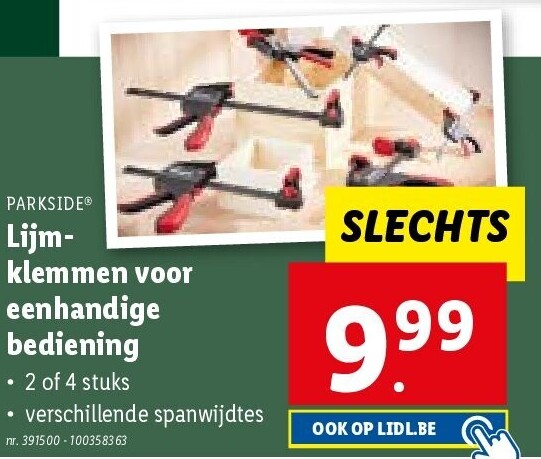 Lijmklemmen voor eenhandige bediening