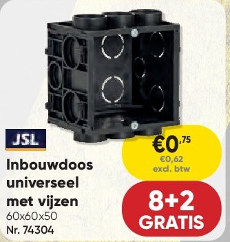 Inbouwdoos universeel met vijzen