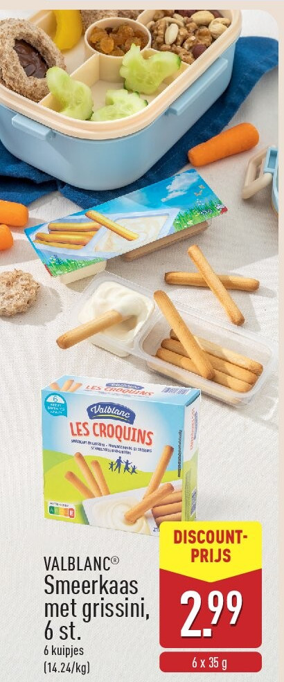 Smeerkaas met grissini, 6st.